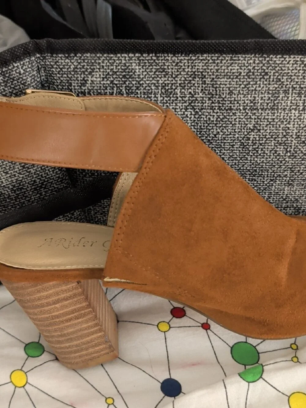 Women’s Brown Suede Open-Toe Block Heel Booties with Buckle Strap